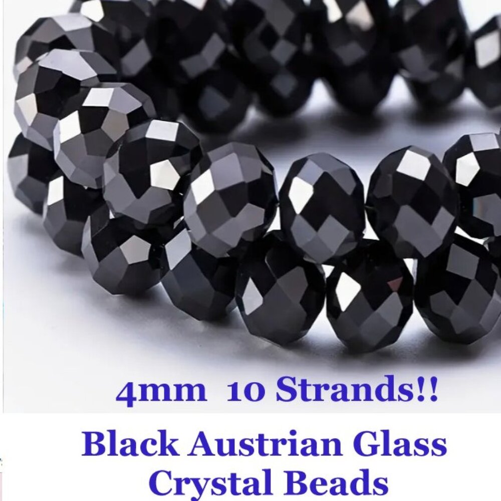 Black Austrian Crystal Beads 10 strands (1200 pieces)  4mm